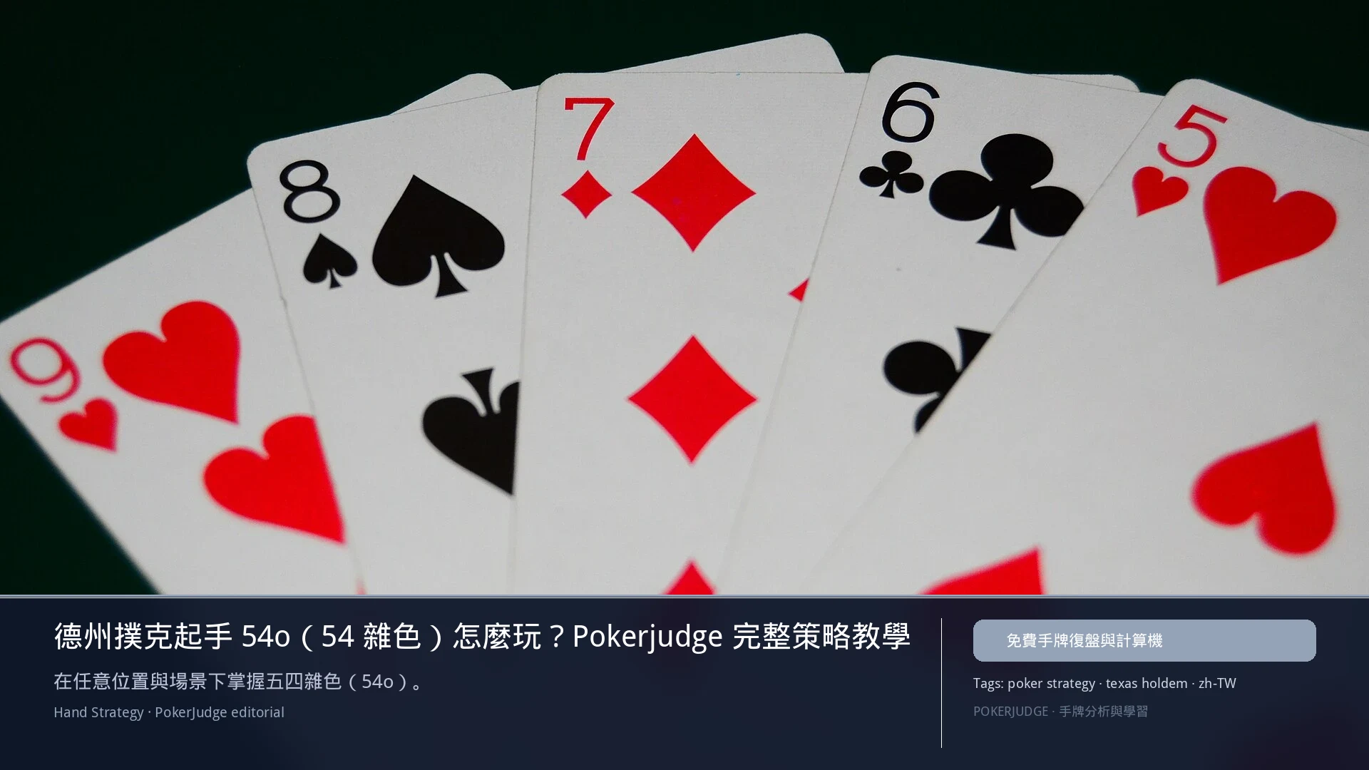 德州撲克 54o（54雜色）怎麼玩：6-max 開池、3-bet、大盲防守與翻後線路 | PokerJudge