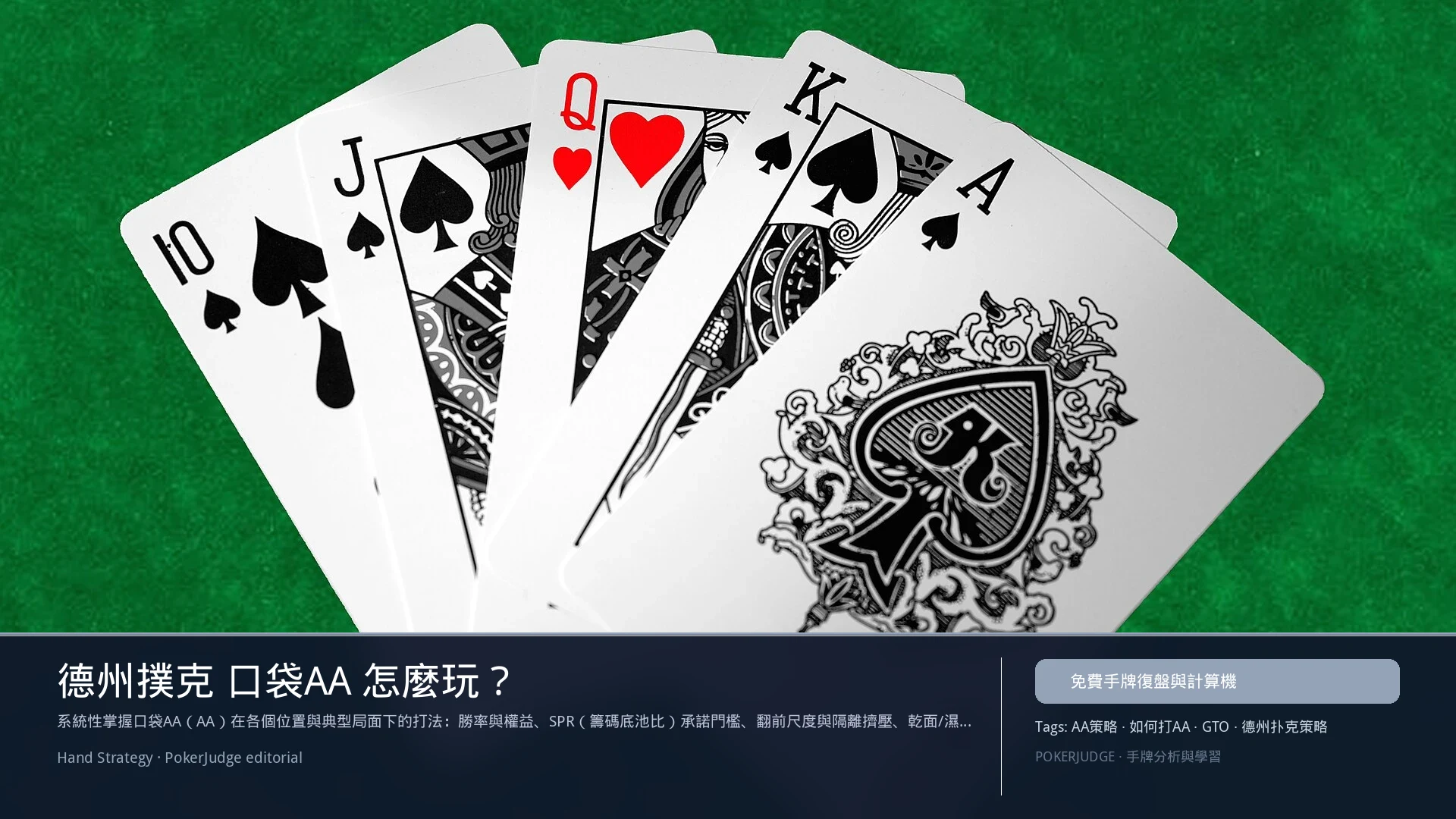 德州撲克 AA(口袋對A)怎麼玩:6-max 開池、3-bet、大盲防守與翻後線路 | PokerJudge