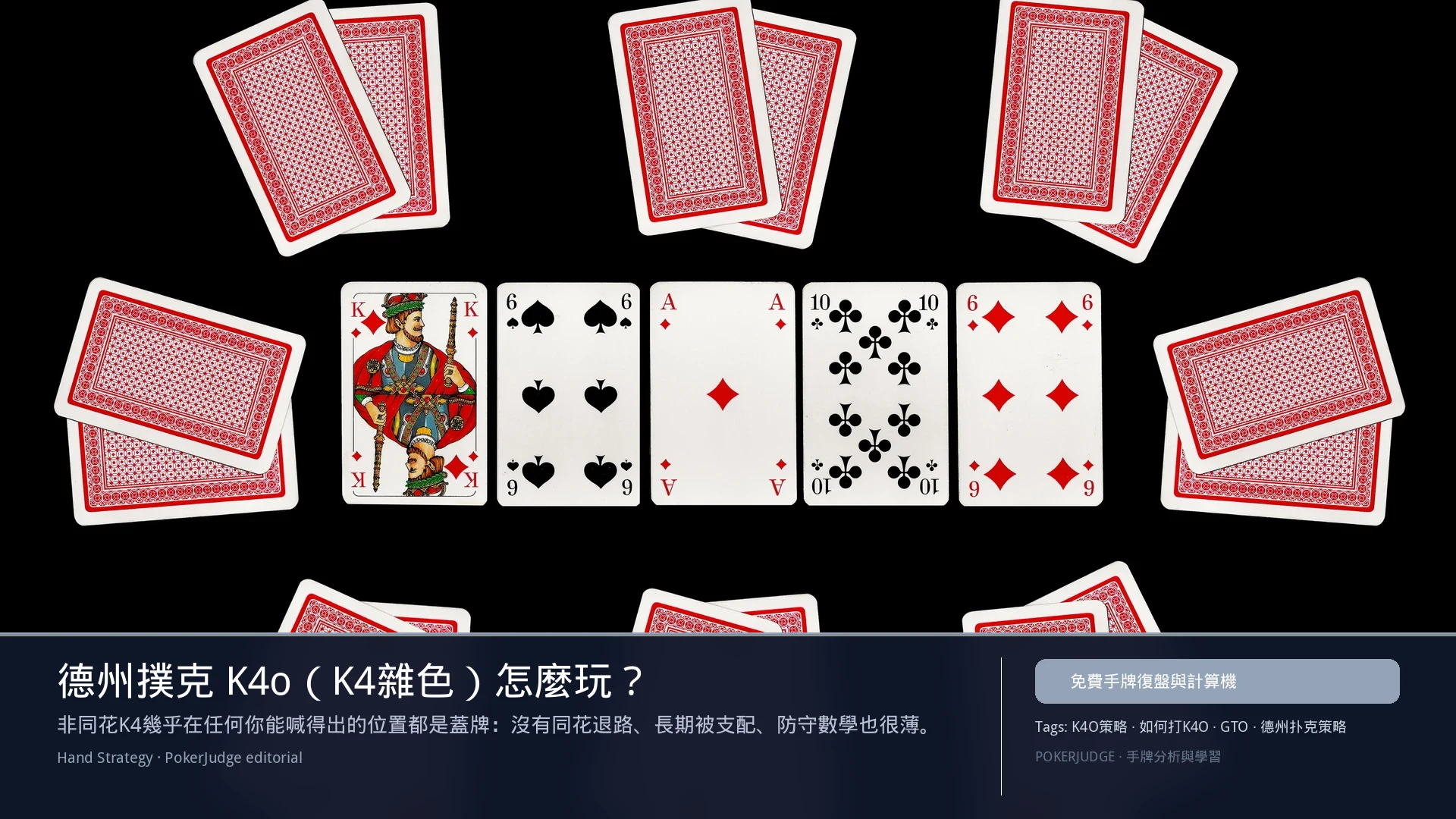 德州撲克 K4o（K4雜色）怎麼玩：6-max 開池、3-bet、大盲防守與翻後線路 | PokerJudge