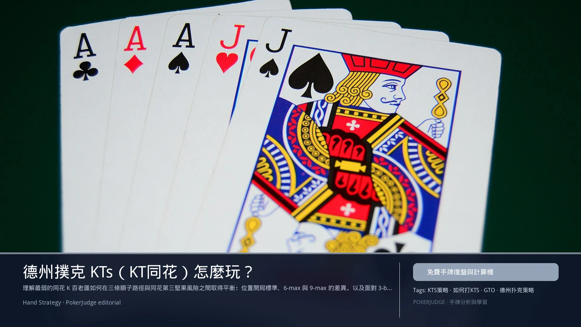 德州撲克 KTs（KT同花）怎麼玩：6-max 開池、3-bet、大盲防守與翻後線路 | PokerJudge