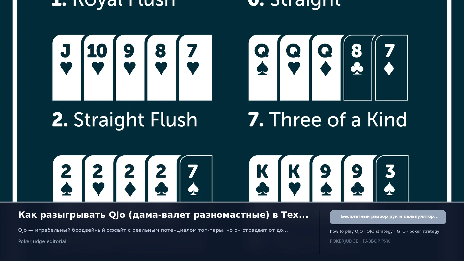Как играть QJo (QJ offsuit) в Texas Hold'em | PokerJudge